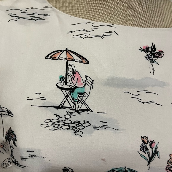 Chet B White Cafe Print Dress Size 8 - Picture 3 of 5